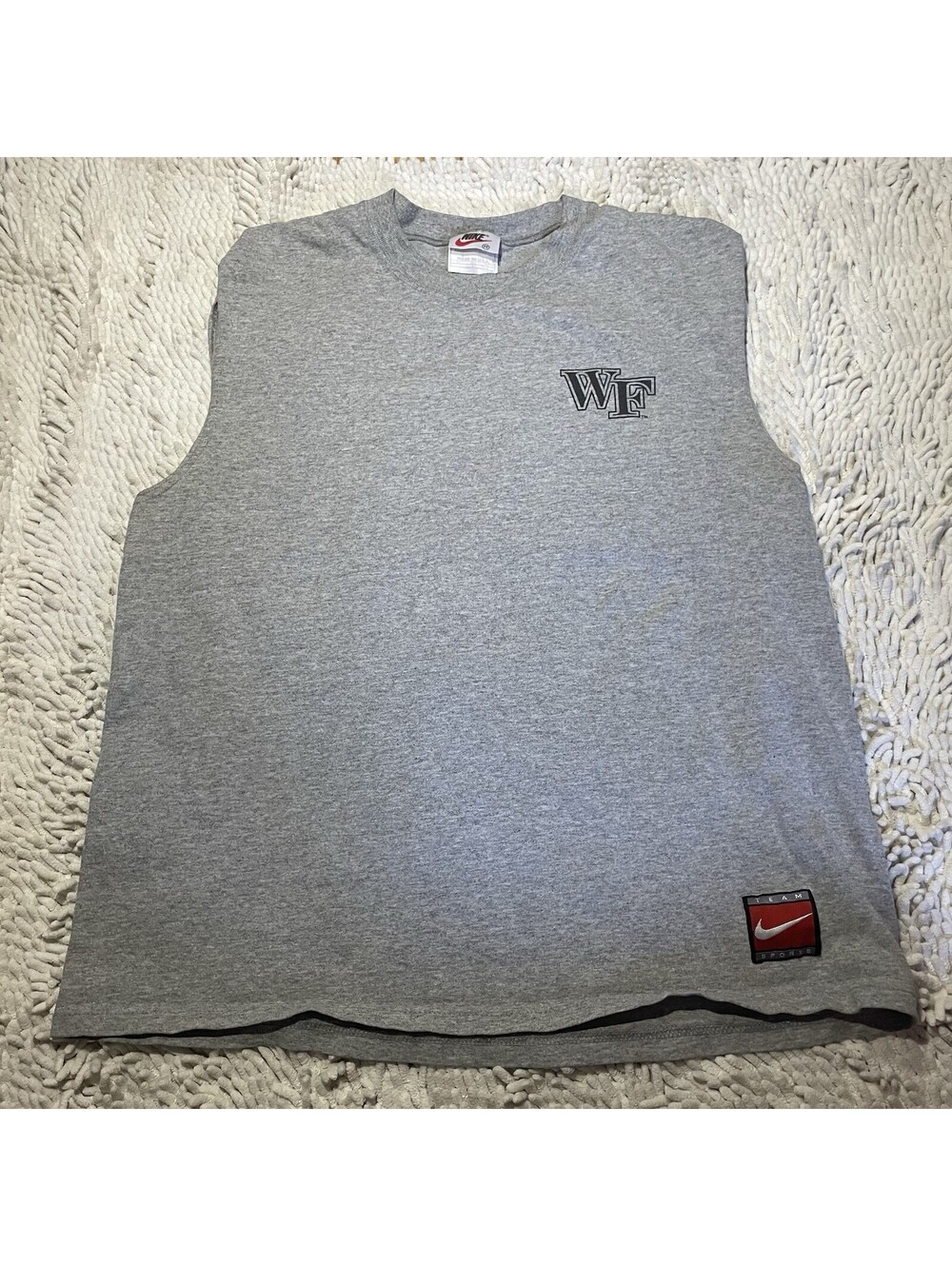 Vintage Nike Wake Forest WF Demon Deacons Tank Center Swoosh Gray USA Team Sport